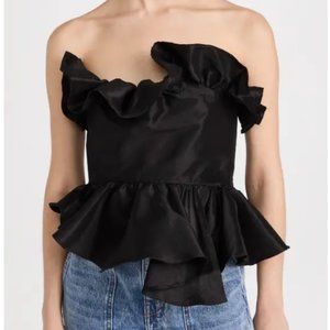 Kika Vargas JETTE STRAPLESS RUFFLE TOP